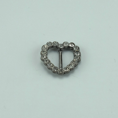 Пряжка "Сердце" 1661, никель, 1,5 см