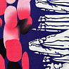 Трикотаж масло набивное двухсторонний бордюр "Абстракция" D073 фиолетовый, розовый, 150 см, 200 г/м² фото № 6