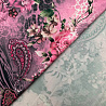Трикотаж масло набивное "Цветы и огурцы" D7540 розовый, серый, 150 см, 200 г/м² фото № 3