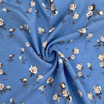 Ниагара принт "Цветы" N2301 голубой, бежевый, 150 см, 110 г/м²