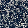 Шифон принт "Контурные розы" P1228 джинсовый, белый, 148 см, 70-75 г/м² фото № 4