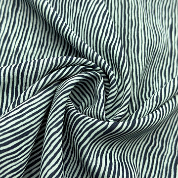 Шифон вельвет принт "Полосы" R-009, темно-синий, мятный, 70 г/м², 150 см