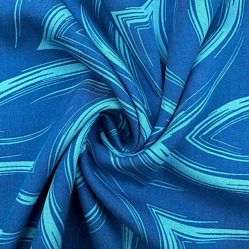 Вискоза принт "Абстракция" ST3255 синий, голубой, 95 г/м², 145 см