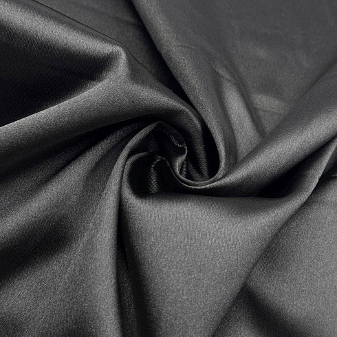 Тафта сатин стрейч однотонная, черный, 90 г/м², 150 см