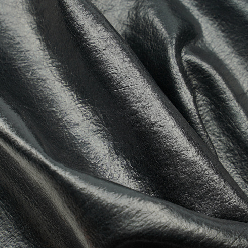 Кожа искусственная лаке креш цвет черный, 150 см, 240 г/м²