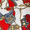 Трикотаж масло набивное "Кареты и цепи" CH-5 бежевый, красный, 150 см, 200 г/м² фото № 4