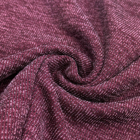 Трикотаж меланж в рубчик TRX138, бордовый, 150 см, 300 г/м²