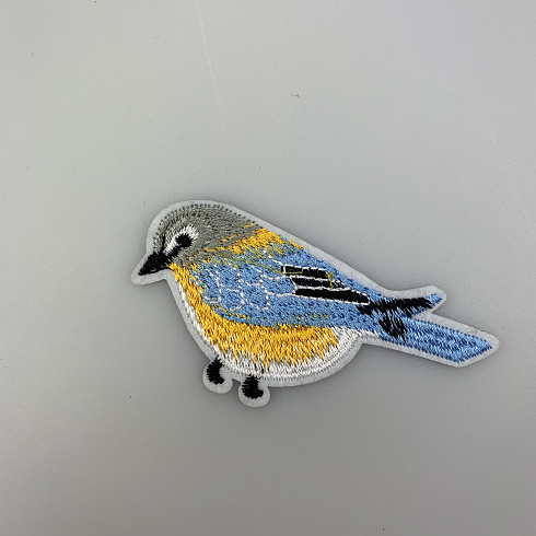 Термонаклейка "Воробей" P009 голубой, 8 см