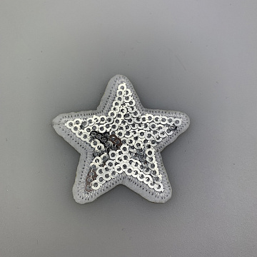 Термонаклейка "Звезда" с пайетками A-001 серебро 4,5см