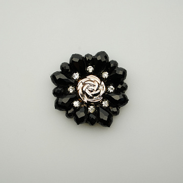 Элемент декоративный "Розочка" E512 черный, серебро, 5 см