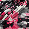 Трикотаж вискоза набивная "Цветы" D6, розовый, черный, 150 см, 200 г/м² фото № 2