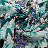 Вискоза (штапель) принт "Цветы" 1876, нефритовый, фиалковый, 110 г/м², 150 см фото №1