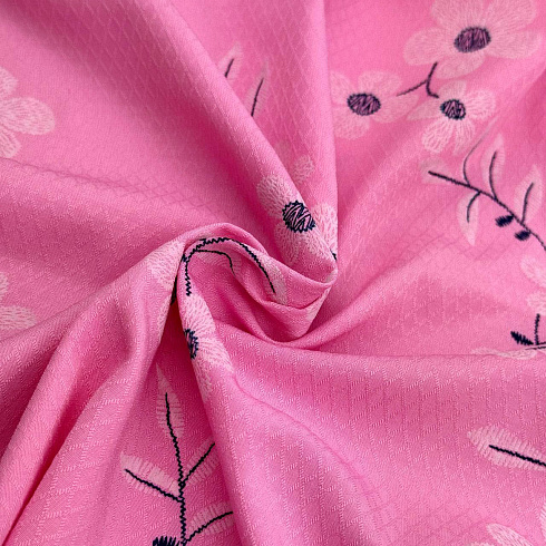 Блузочный жаккард D151812 розовый, 120 г/м², 145 см