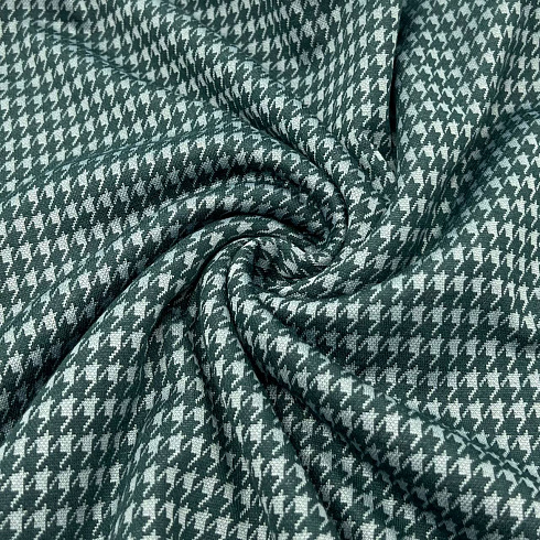 Трикотаж жаккард принт "Гусиная лапка" JC6289 зеленый, серо-зеленый, 155 см, 215 г/м²