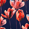 Креп принт "Цветы" R-004, темно-синий, красный, 150 см, 100 г/м² фото № 4
