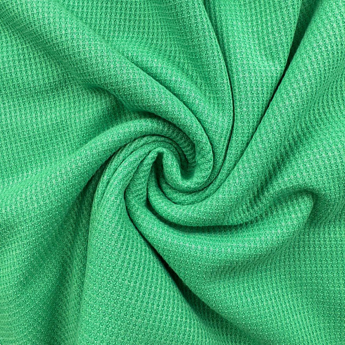 Трикотаж однотонный "Вафля" зеленый, 150 см, 300 г/м²