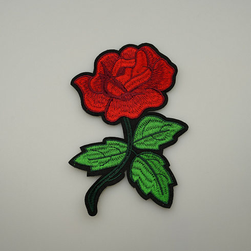Термонаклейка "Роза" KL-110 красный, зеленый, 14 см