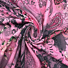 Трикотаж масло набивное "Цветы и огурцы" D7540 розовый, серый, 150 см, 200 г/м² фото №1