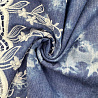 Джинс вышивка односторонний бордюр "Цветы" D17-36, деним, белый, 120 г/м², 150 см фото №1