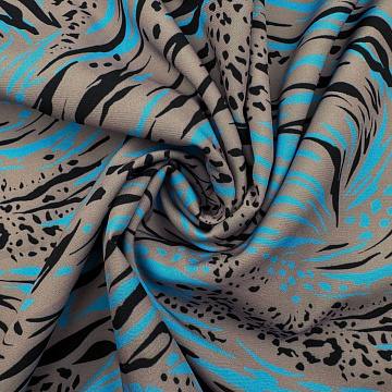 Ниагара принт "Абстракция" D5117-1, бежево-серый, голубой, 150 см, 110 г/м²