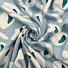Вискоза-сатин "Цветы" D-112-1-4, серо-голубой, белый, 110 г/м², 150 см фото №1