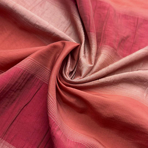 Тафта в полоску, красный, розовый, 90 г/м², 150 см