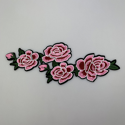 Термонаклейка "Розы" KL-114 розовый, зеленый, 28 см