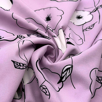 Ниагара принт "Цветы" N7426, фиалковый, белый, 150 см, 110 г/м²