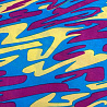 Трикотаж масло набивное "Абстракция" D4, желтый, голубой, 150 см, 200 г/м² фото № 2