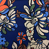Трикотаж масло набивное "Цветы" FDY TWIL, синий, оранжевый, 150 см, 200 г/м² фото № 4