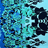 Трикотаж "Оттоман" принт цветы односторонний бордюр D050, темно-голубой, светло-голубой, 150 см, 270 г/м² фото № 4