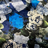 Трикотаж велюр "Цветы" VLP205Z, синий, хаки, 150 см, 240 г/м² фото № 4