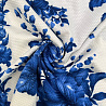 Трикотаж жаккард принт "Цветы" EMP032, белый, синий, 200 г/м², 150 см фото №1