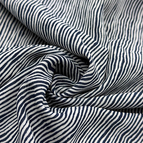 Шифон вельвет принт "Полосы" R-009, темно-синий, светло-серый, 70 г/м², 150 см