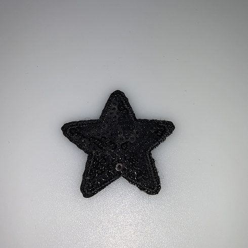Термонаклейка "Звезда" с пайетками KL-106 черный, 6 см