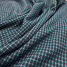 Трикотаж жаккард "Клетка" PD651, темно-синий, бирюзовый, 155 см, 215 г/м² фото № 2