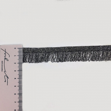 Тесьма декоративная T 18092 черный, серебро, 2 см (намотка 100 ярдов)