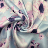 Сатин (атлас) принт "Цветы" R-28 небесно-голубой, розовый, 100 г/м², 150 см фото №1