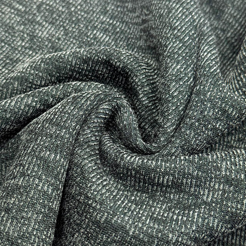 Трикотаж меланж в рубчик TRX138, темно-зеленый, 150 см, 300 г/м²