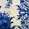 Трикотаж жаккард принт "Цветы" EMP032, белый, синий, 200 г/м², 150 см фото № 5