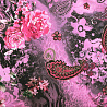 Трикотаж масло набивное "Цветы и огурцы" D7540 розовый, серый, 150 см, 200 г/м² фото № 4