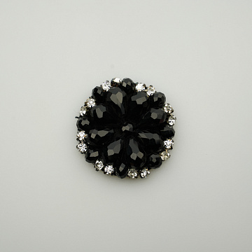 Элемент декоративный "Цветок" E509 черный, серебро, 4,5 см
