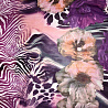 Шифон принт "Цветы" двухсторонний бордюр F020173, белый, пурпурный, 75 г/м², 150 см фото № 2