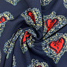 Трикотаж "Оттоман" принт сердечки EMP024, темно-синий, красный, 150 см, 270 г/м² фото №1