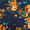 Трикотаж джерси принт "Цветы" J-2002, темно-синий, оранжевый, 150 см, 270 г/м² фото № 4