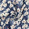 Блузочная ткань с вискозой "Акварельные цветы" ZM81064, джинсовый, белый, 90 г/м², 150 см фото №1
