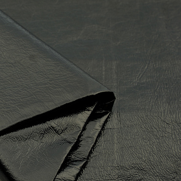 Кожа искусственная лаке креш, цвет черный, 150 см, 120 г/м²