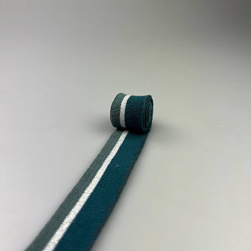 Подвяз трикотажный с люрексом R32 сине-зеленый, черно-зеленый, 2,5 см