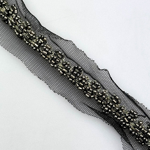 Тесьма декоративная Т 128 никель, 1 см (намотка 10 ярдов)