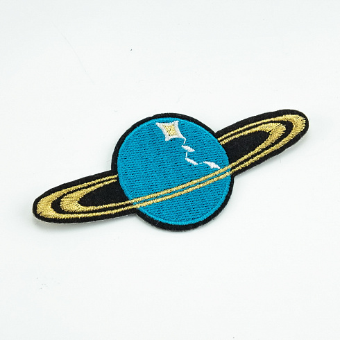 Термонаклейка "Сатурн" S3331 синий, золото, 10 см